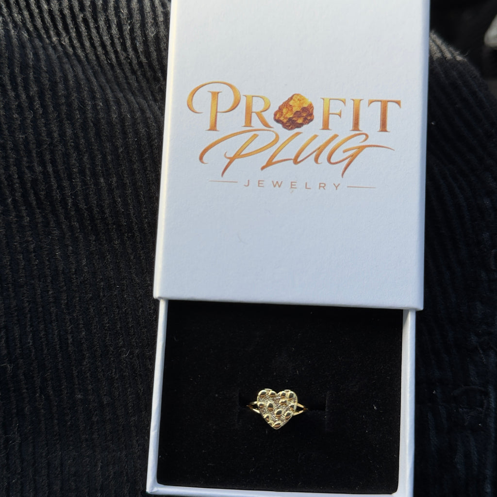 Gold plated nugget heart ring size 7