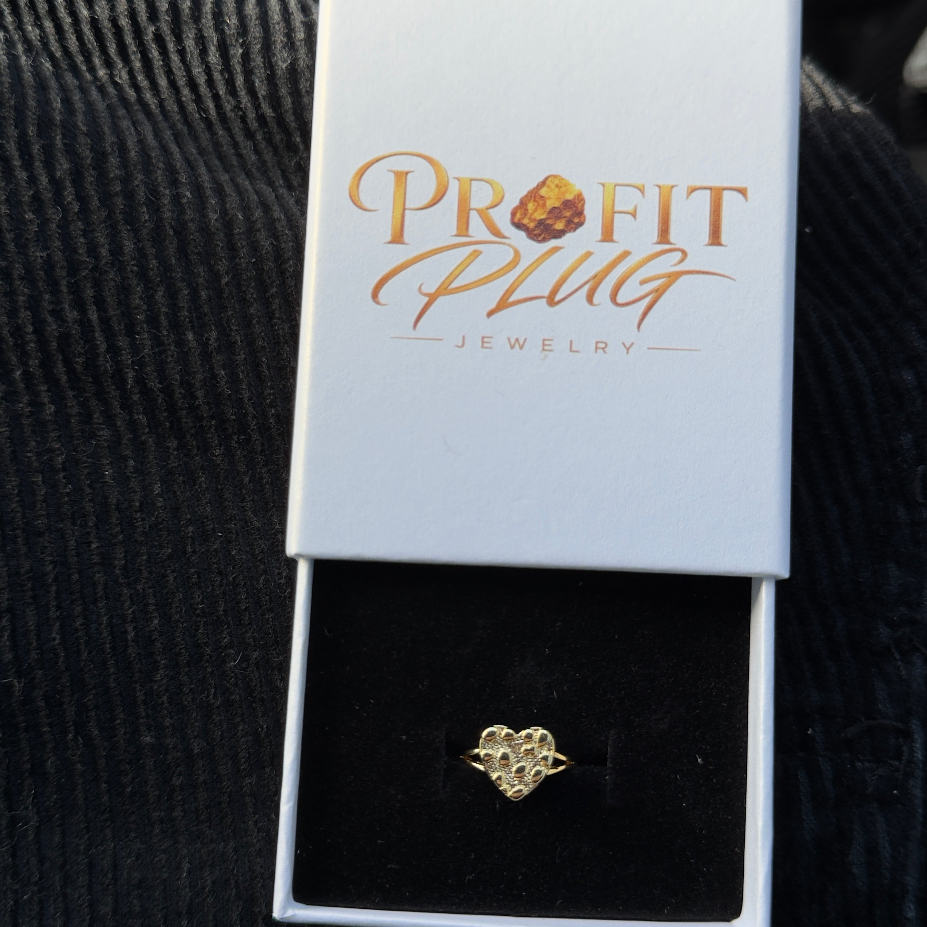 Gold plated nugget heart ring size 7