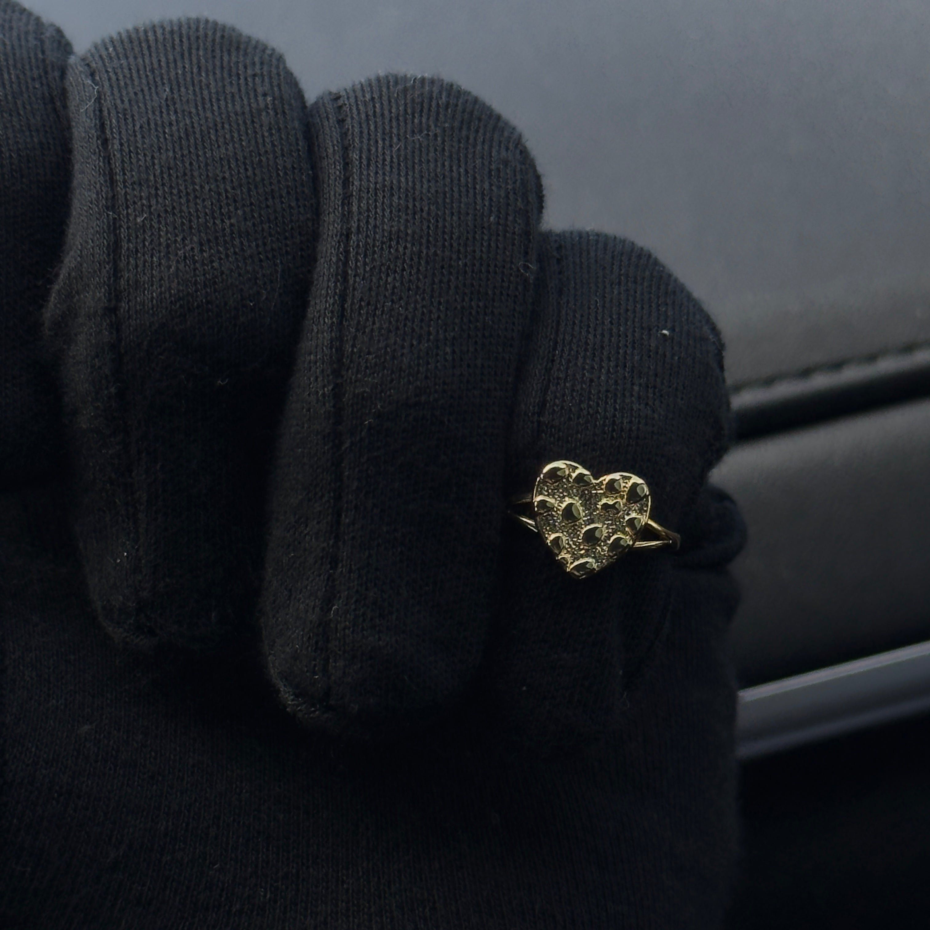 Gold plated nugget heart ring size 7