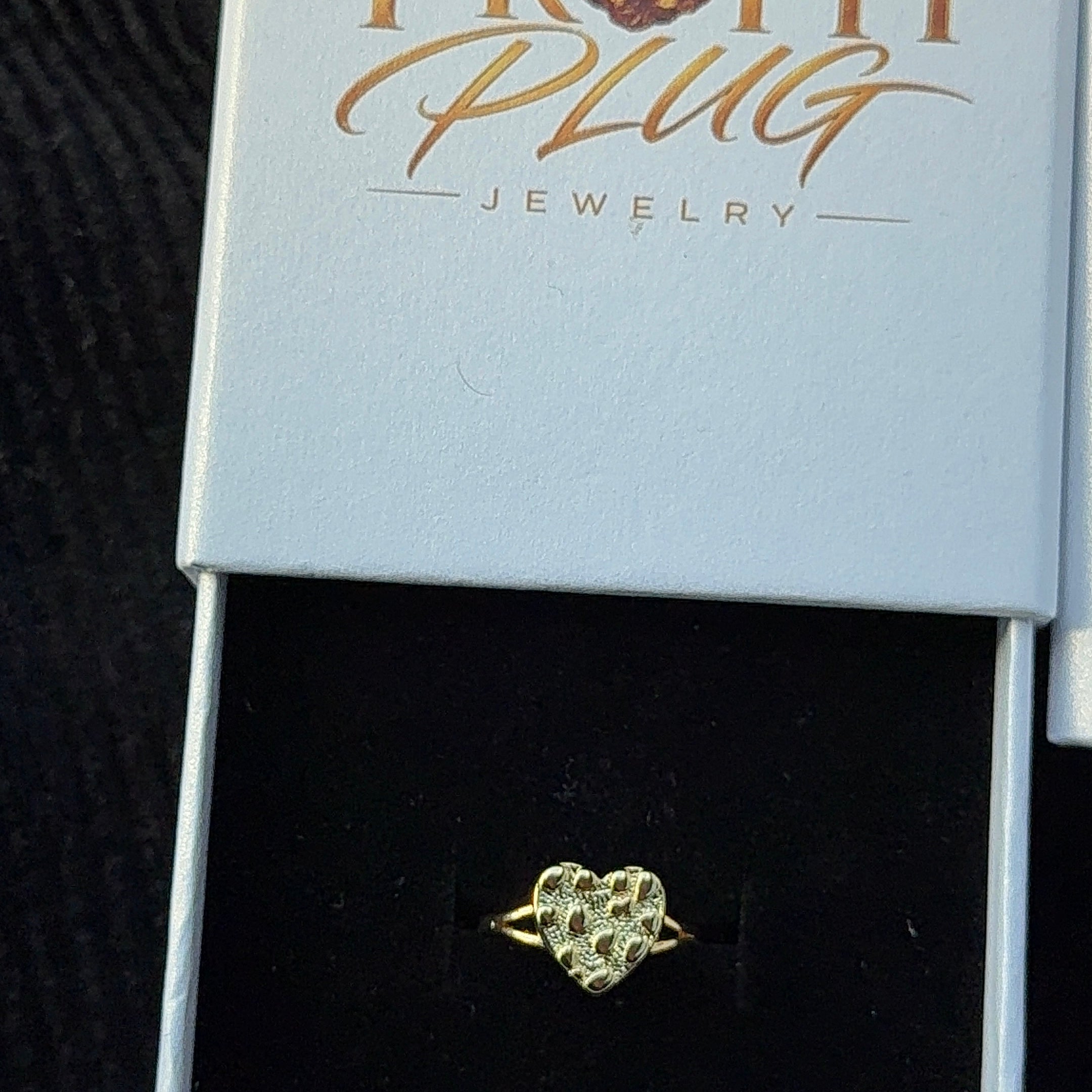 Gold plated nugget heart ring size 7