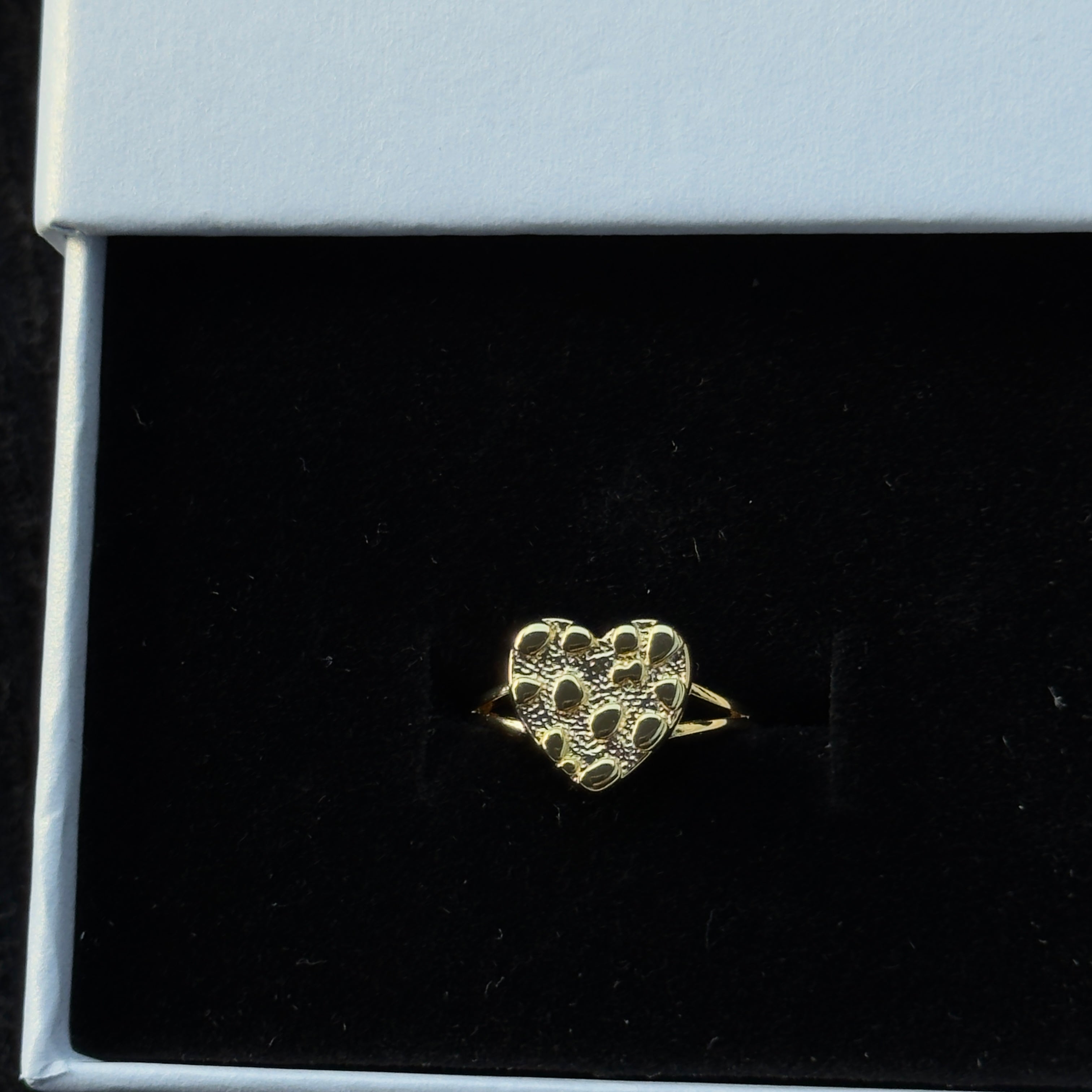 Gold plated nugget heart ring size 7